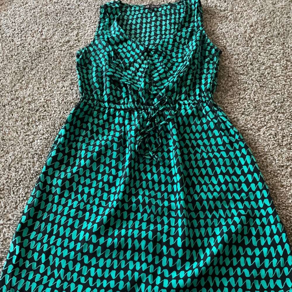 Turquoise & Black Dress with pockets